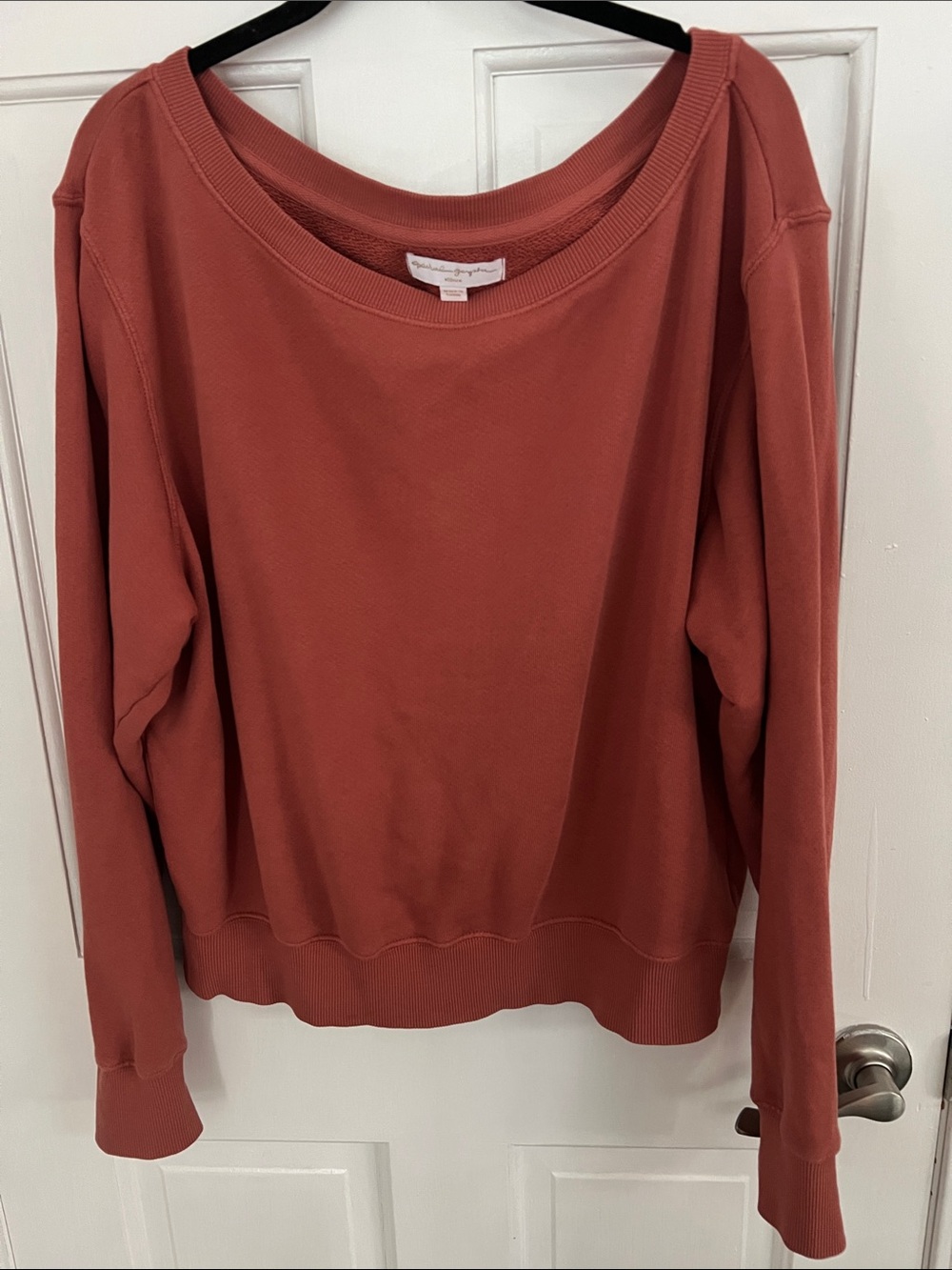 Spiritual Gangster La Vida off shoulder sweatshirt in Deep Rust